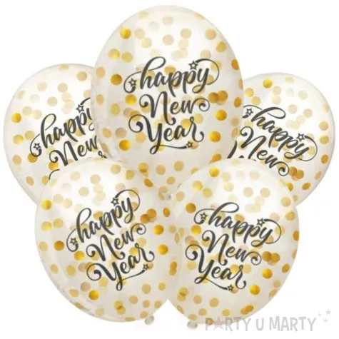 balony z konfetti happy new year mix partypal 12 5 szt
