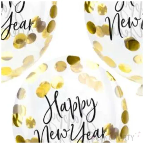 balony z konfetti happy new year zlote partydeco 11 3 szt