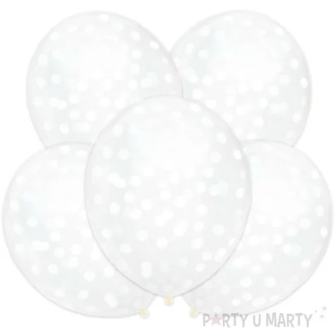 balony z konfetti transparentne bialy partypal 12 5 szt