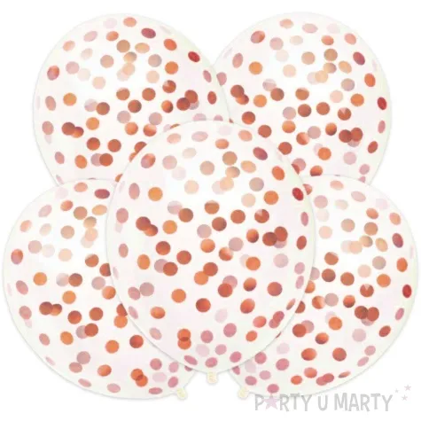 balony z konfetti transparentne rozowe zloto partypal 12 5 szt