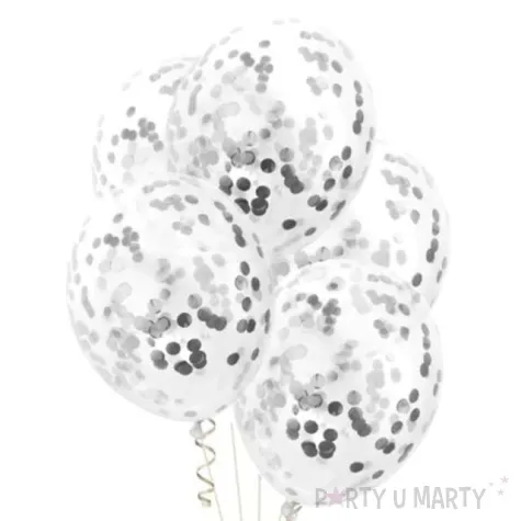 balony z konfetti transparentne srebrne partypal 12 5 szt