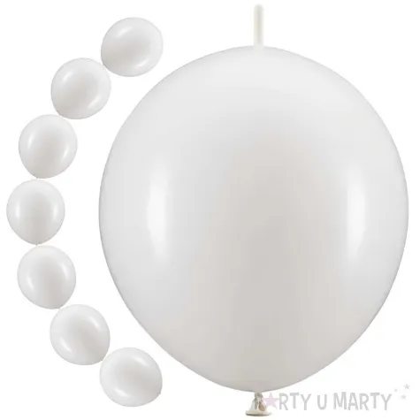 balony z lacznikiem bialy metaliczny partydeco 11 20 szt