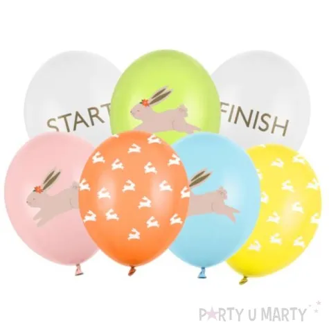 balony zajac wielkanoc pastel mix partydeco 12 7 szt