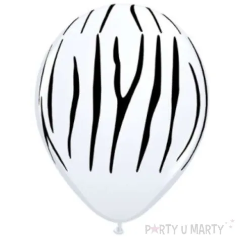 balony zebra paski bialy pastel qualatex 11 25 szt