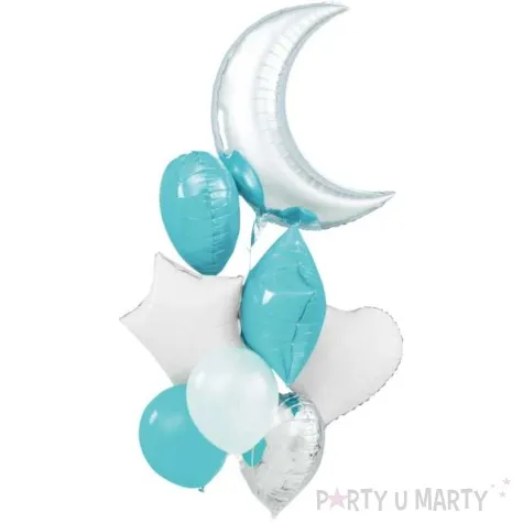 balony zestaw imprezowy bialo srebrno blekitny partypal