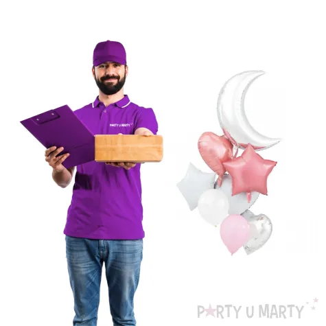 balony zestaw imprezowy bialo srebrno rozowy partypal