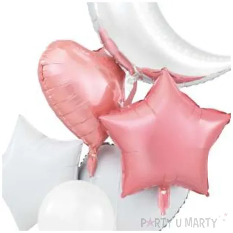 balony zestaw imprezowy bialo srebrno rozowy partypal