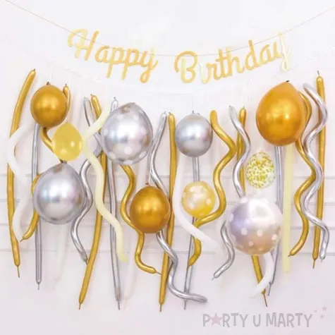 balony zestaw imprezowy happy birthday zloto srebrny partypal zestaw 30 szt