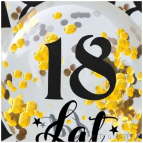 balony zlote konfetti 18 lat transparentne dekoracje polska 12 5 szt
