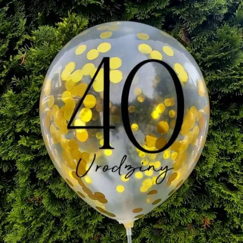 balony zlote konfetti 40 urodziny dekoracje polska 12 5 szt