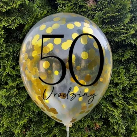 balony zlote konfetti 50 urodziny dekoracje polska 12 5 szt