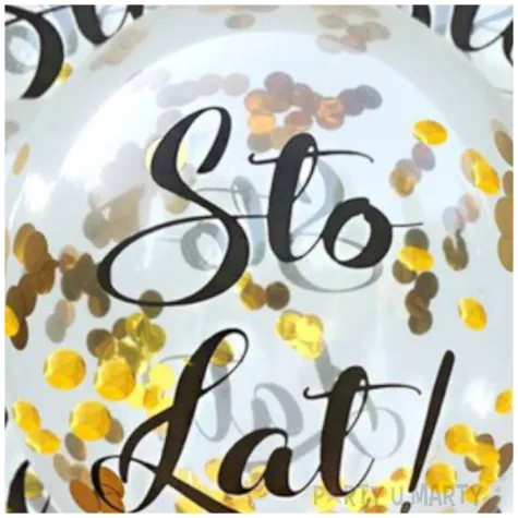 balony zlote konfetti sto lat transparentne dekoracje polska 12 5 szt