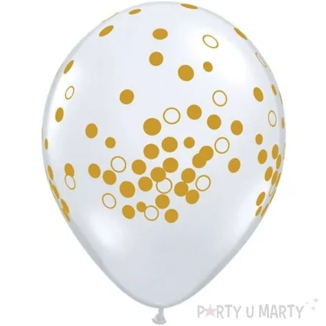 balony zlote konfetti transparentne qualatex 11 25 szt