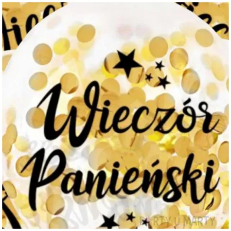 balony zlote konfetti wieczor panienski transparentne dekoracje polska 12 5 szt