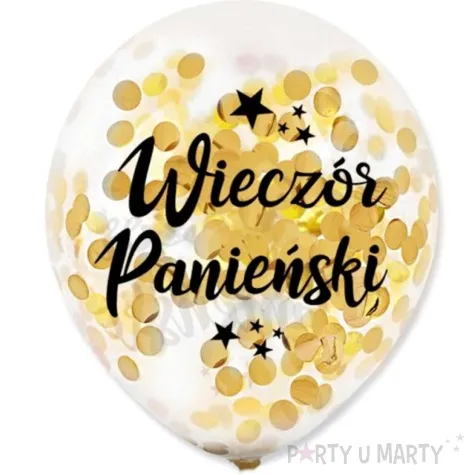 balony zlote konfetti wieczor panienski transparentne dekoracje polska 12 5 szt