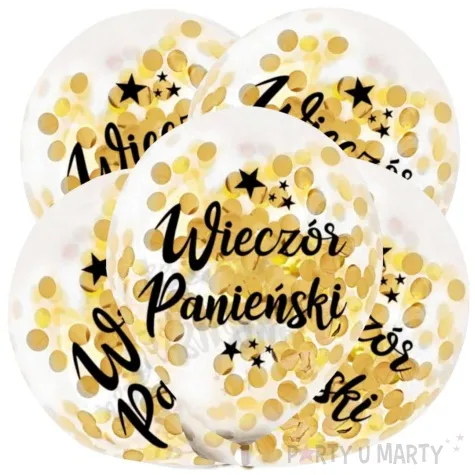 balony zlote konfetti wieczor panienski transparentne dekoracje polska 12 5 szt