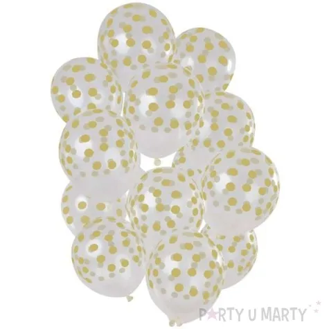 balony zlote kropki transparentne folat 12 15 szt