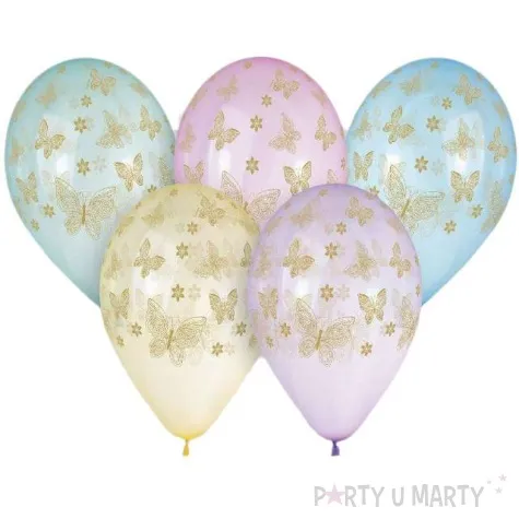 balony zlote motylki 13 gemar 5 szt