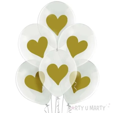 balony zlote serca przezroczyste belbal 12 6 szt