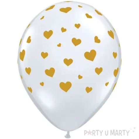 balony zlote serduszka transparentne qualatex 11 25 szt