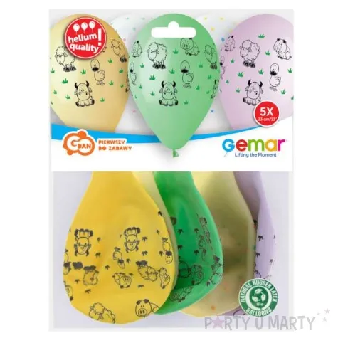 balony zwierzatka z farmy 13 gemar 5 szt
