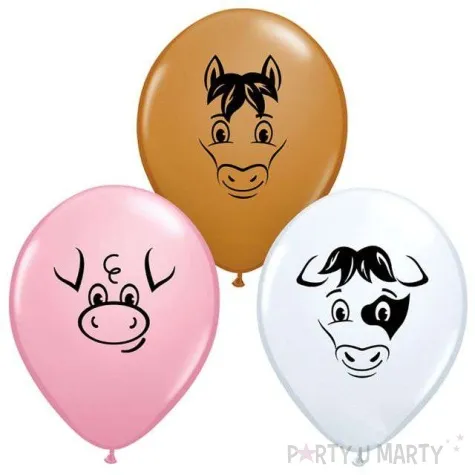 balony zwierzeta na wsi pastel mix qualatex 5 100 szt