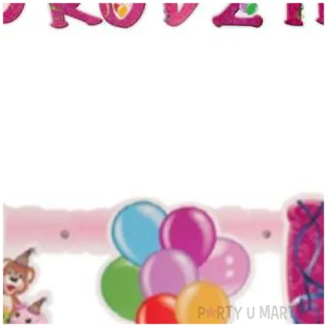 baner 1 urodzinki dla dziewczynki rozowy czakos 160 cm