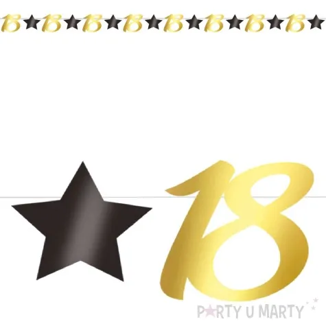 baner 18 urodziny gwiazdy czarno zloty guirca 3 m
