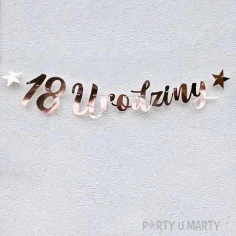 baner 18 urodziny rozowe zloto dekoracjepolska 100 cm