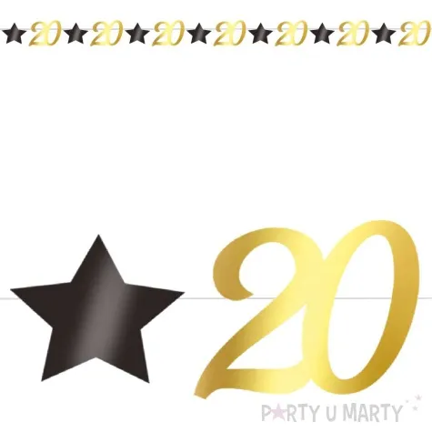 baner 20 urodziny gwiazdy czarno zloty guirca 3 m