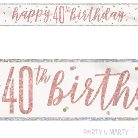 baner 40 urodziny glitz rozowe zloto unique 274 cm