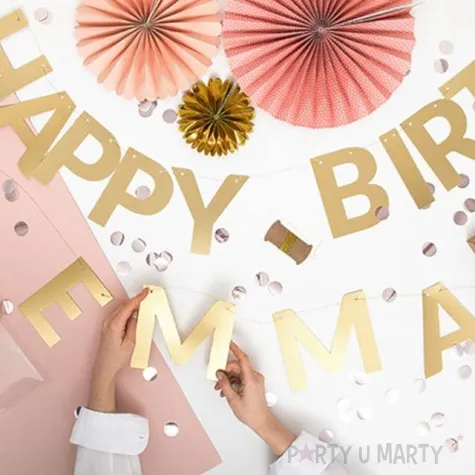 baner alfabet literki zloty partydeco 14cm x 63szt