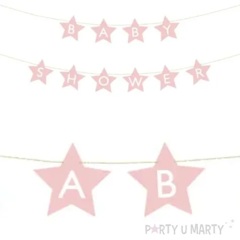 baner baby shower gwiazdki rozowy jasny partydeco 290 cm