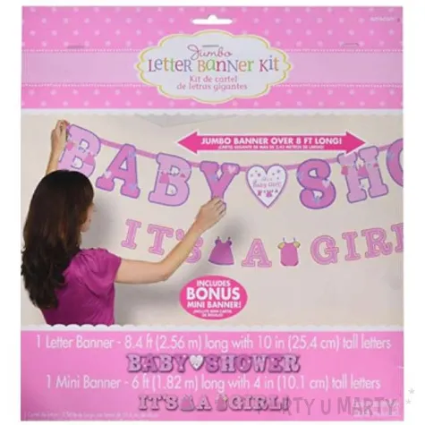 baner baby shower its a girl rozowy amscan 256 cm 2 szt