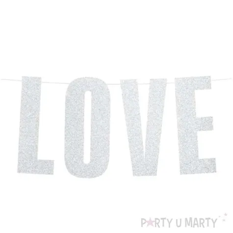 baner baner love srebny partydeco 55 cm