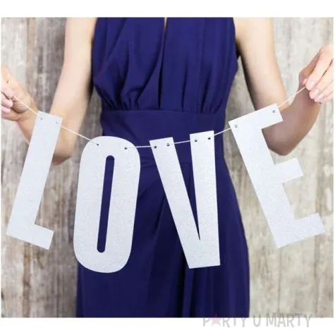 baner baner love srebny partydeco 55 cm