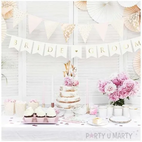 baner bride groom partydeco bialy 155 cm