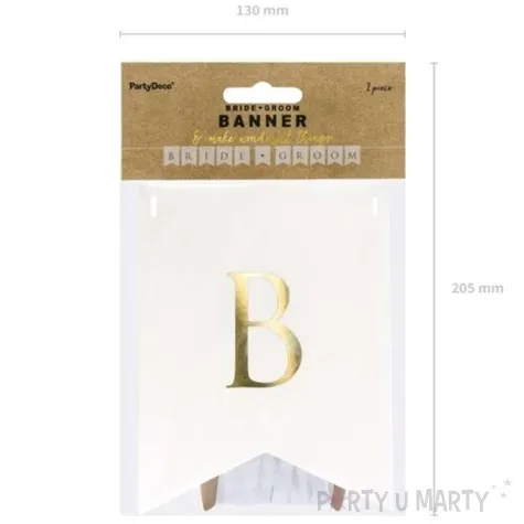 baner bride groom partydeco bialy 155 cm