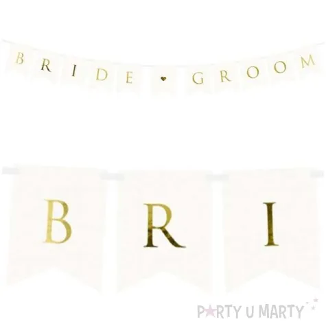 baner bride groom partydeco bialy 155 cm