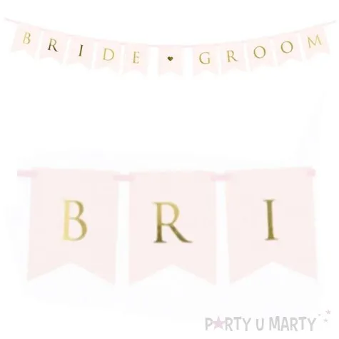 baner bride groom rozowy jasny partydeco 155 cm