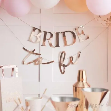 baner bride to be rozowezloto godan 200x150cm