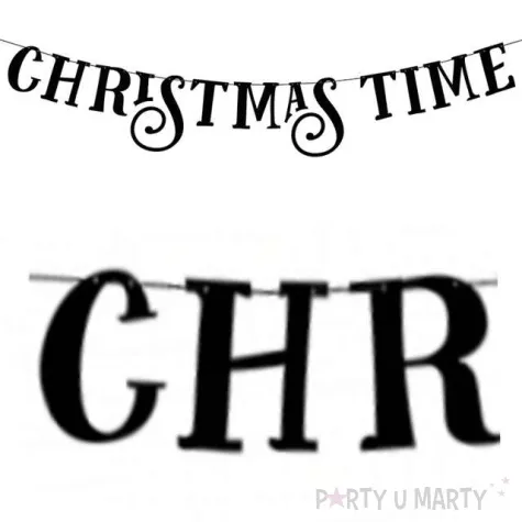 baner christmas time czarny partydeco 80 cm