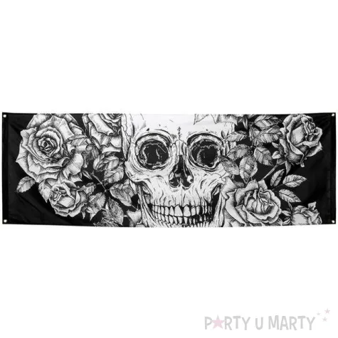 baner czaszka z kwiatami swieto zmarlych boland 74 x 220 cm