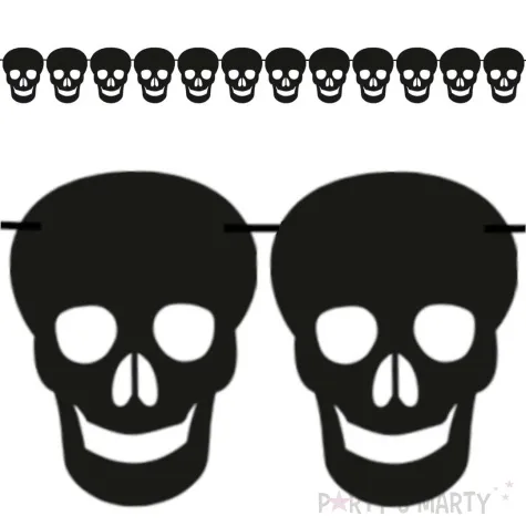 baner czaszki halloween czarny congee 5 m