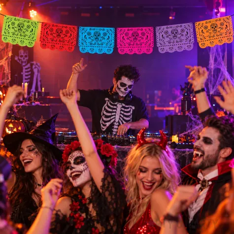 baner dia de los muertos czaszki wielokolorowy 6 szt 2 2 m