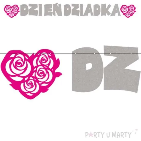 baner dzien dziadka rozowo srebrny 2 2 m