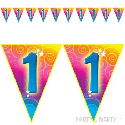 baner flagi 1 urodziny rainbow swirl funny fashion 500 cm