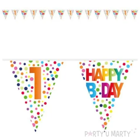 baner flagi 1 urodziny teczowe kropki folat 1000 cm