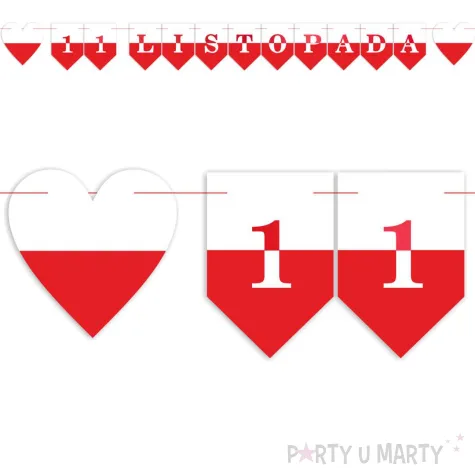 baner flagi 11 listopada serca bialo czerwony 2 3 m