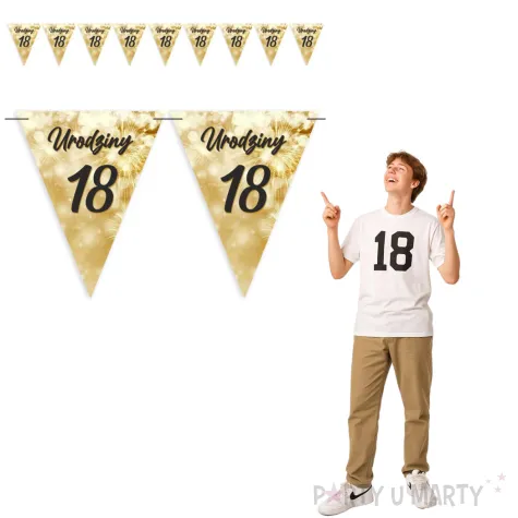 baner flagi 18 urodziny fajerwerki zloto kremowe 3 6 m